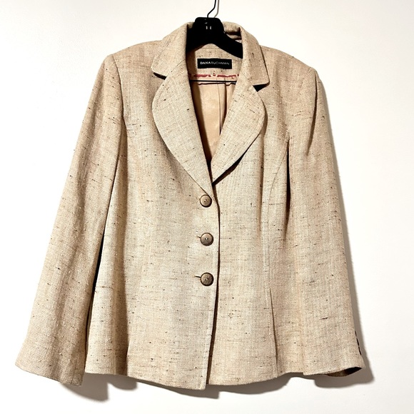Dana Buchman Women’s Separates Herringbone Tan/Beige Blazer Size10 & Pants Size8 - Picture 4 of 13